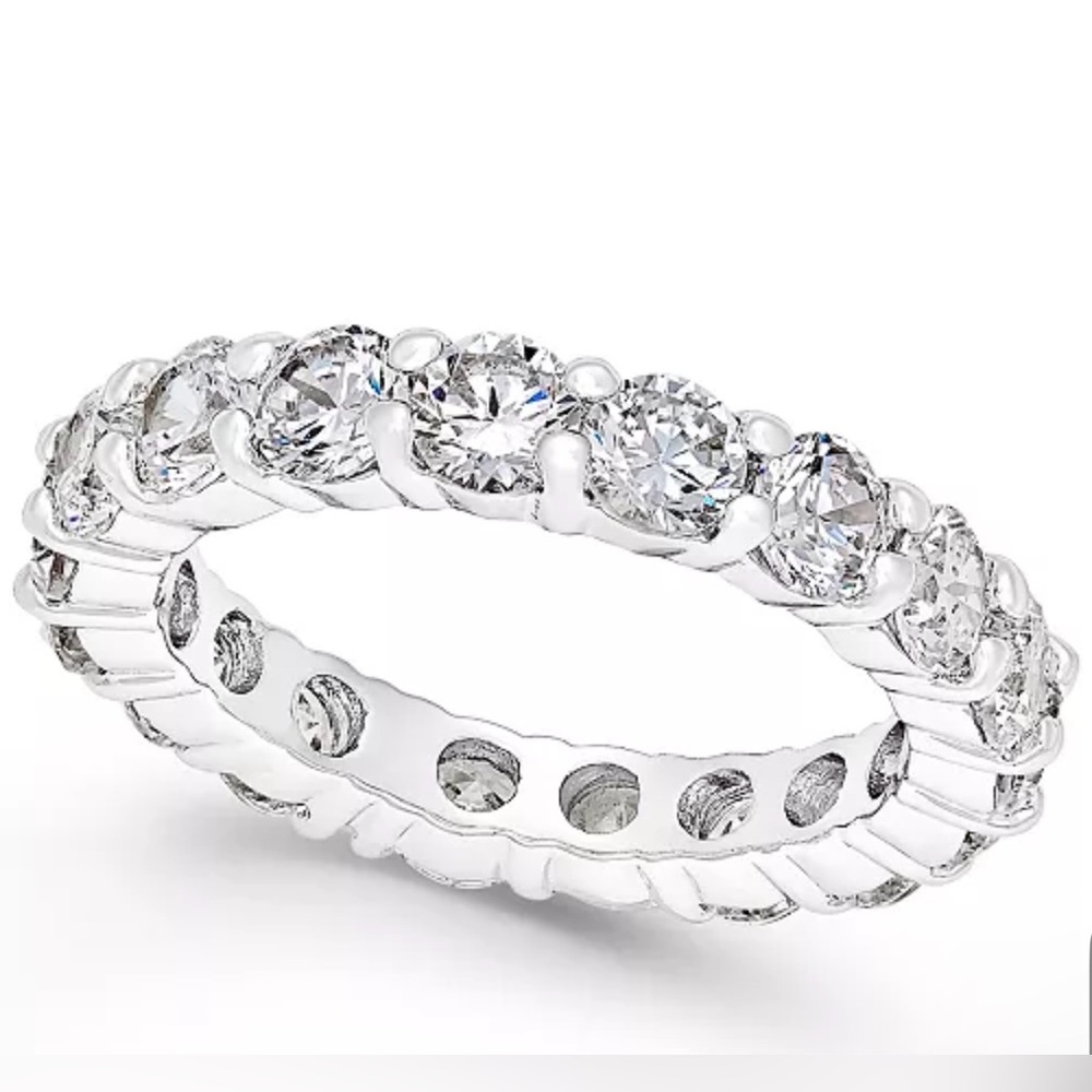 💍 NIB New Macy’s Charter Club Silver Plated Elegant CZ Eternity Ring 8.5 8